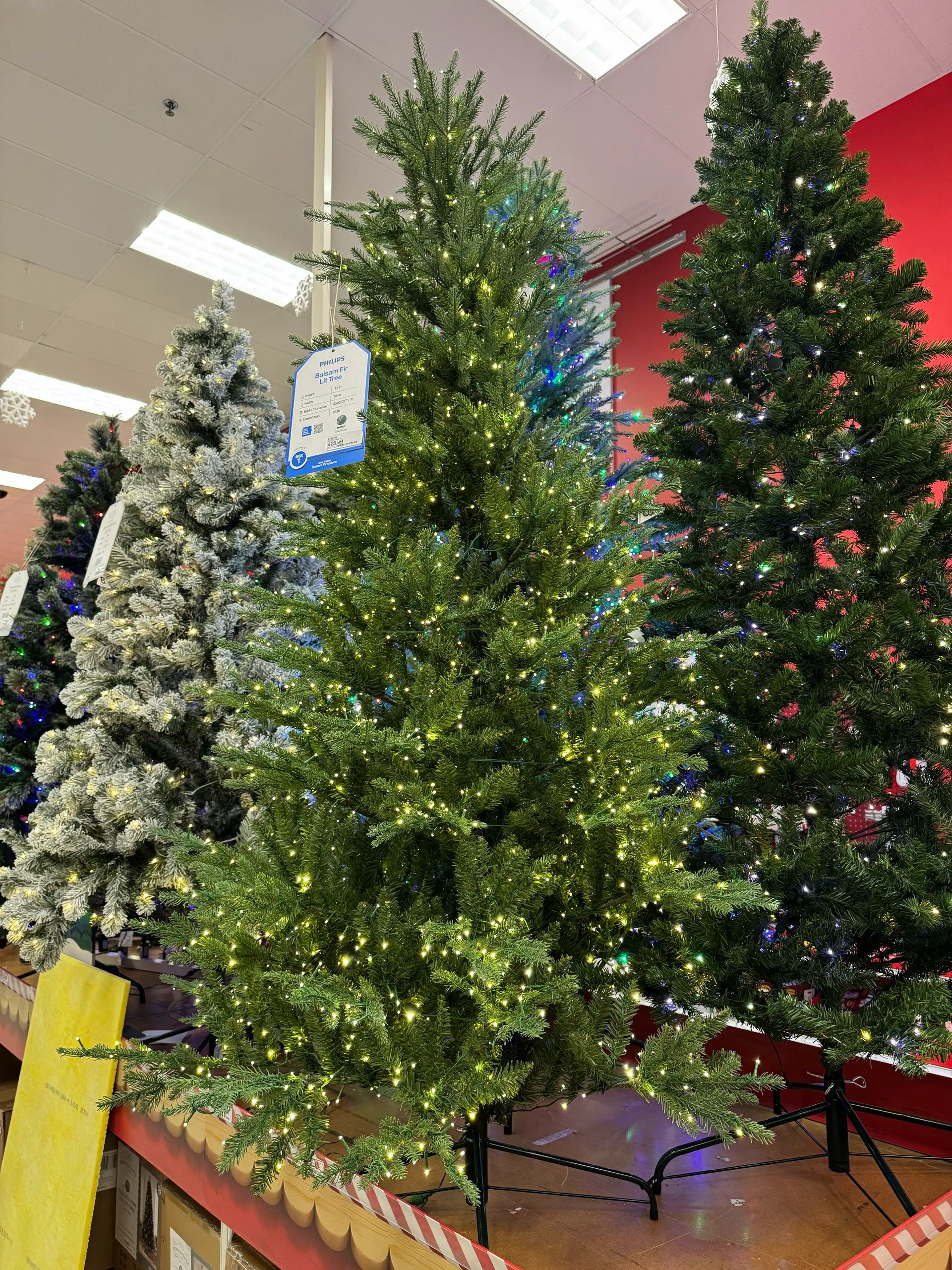 Dense traditional fir with full PVC branches, minimal gaps, warm white micro LEDs evenly distributed throughout