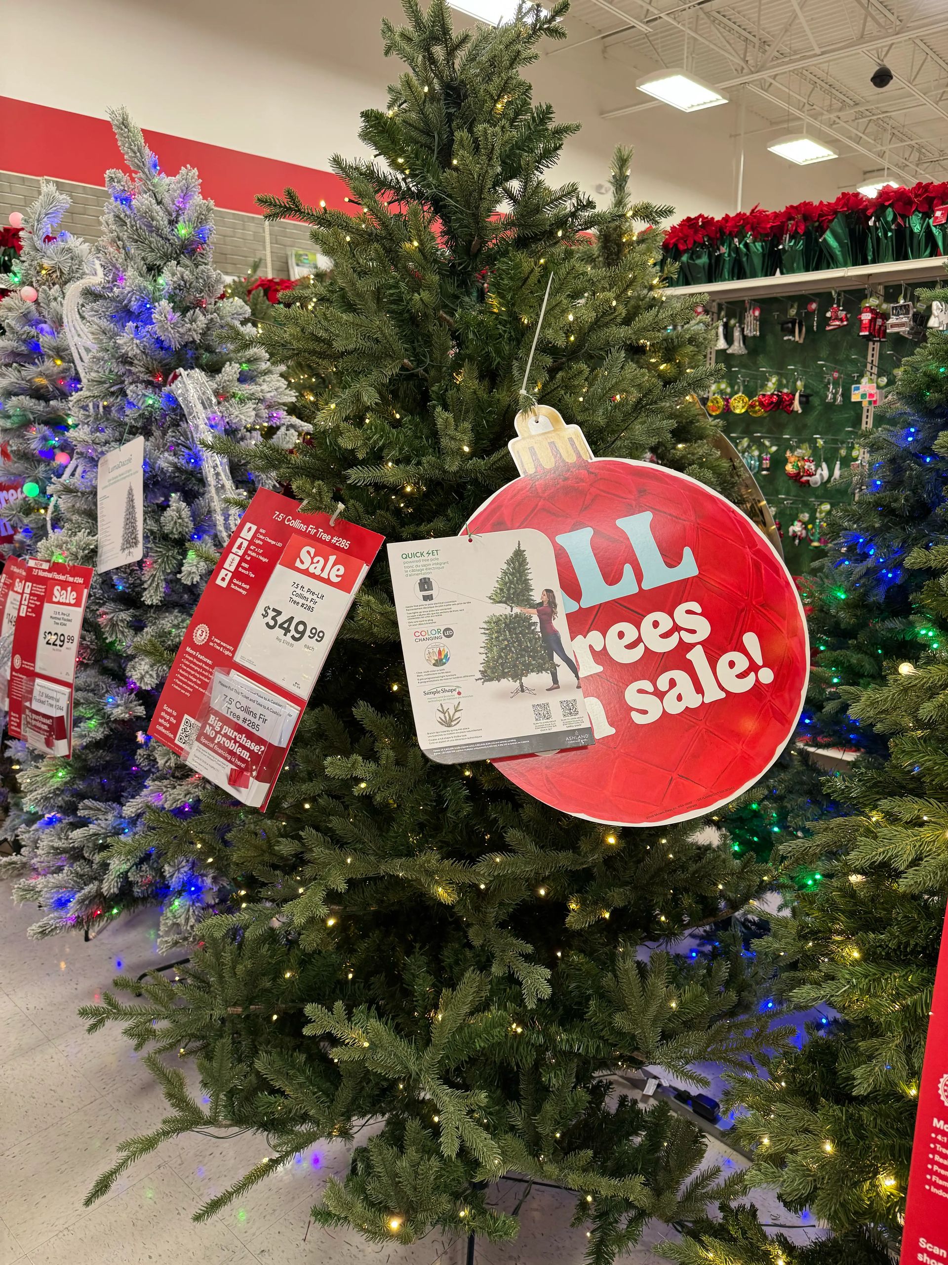 Full dense fir-style tree with realistic PE/PVC mixed needles, warm white LED lights throughout, minimal gaps