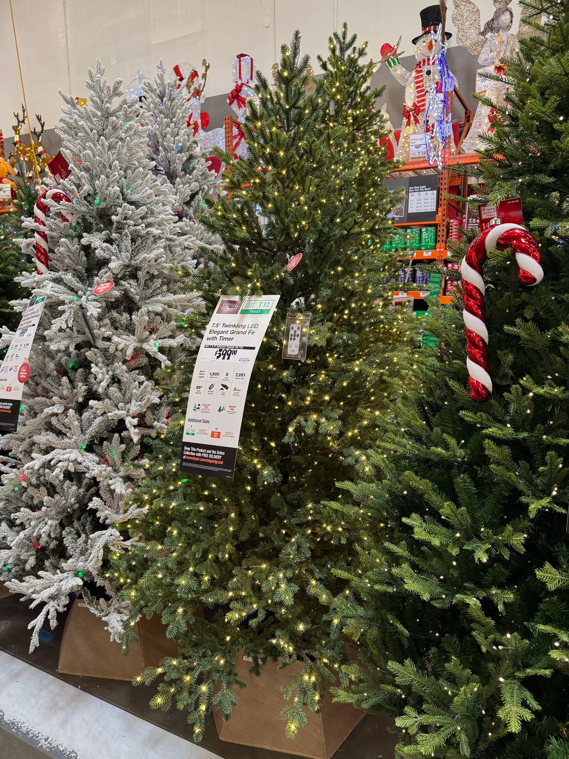 Dense realistic molded PE fir needles, natural green color, warm white micro LEDs throughout, very full shape