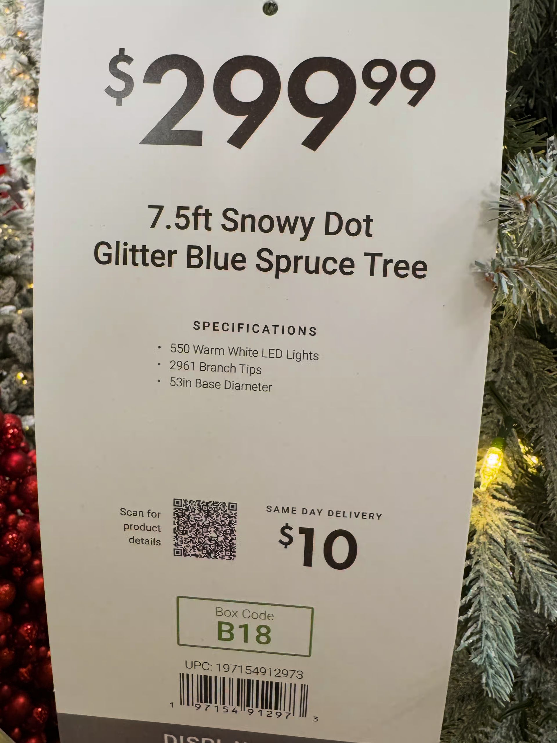 At Home Snowy Dot Glittered Blue Spruce - view 6